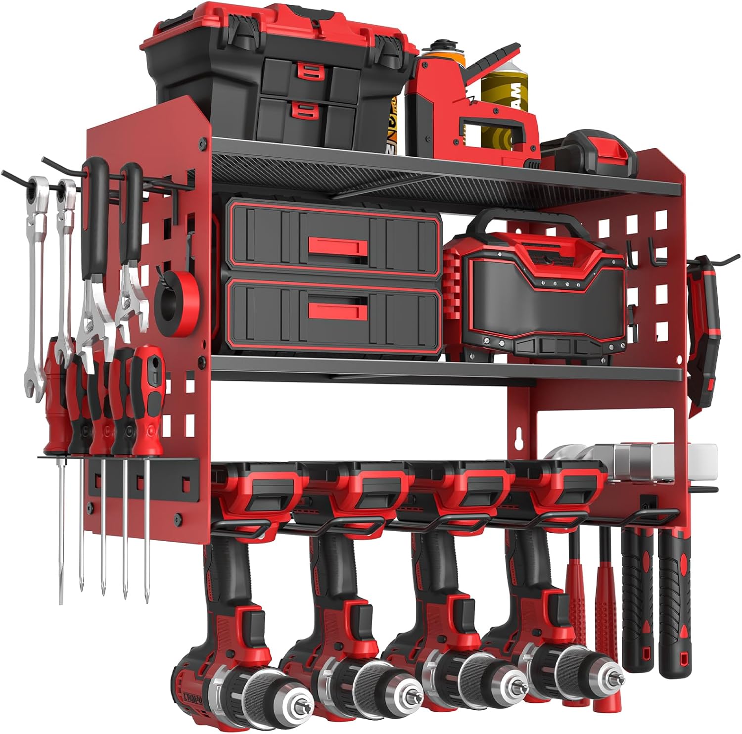 SPACECARE Power Tool Organizer with Side Pegboards for Garage