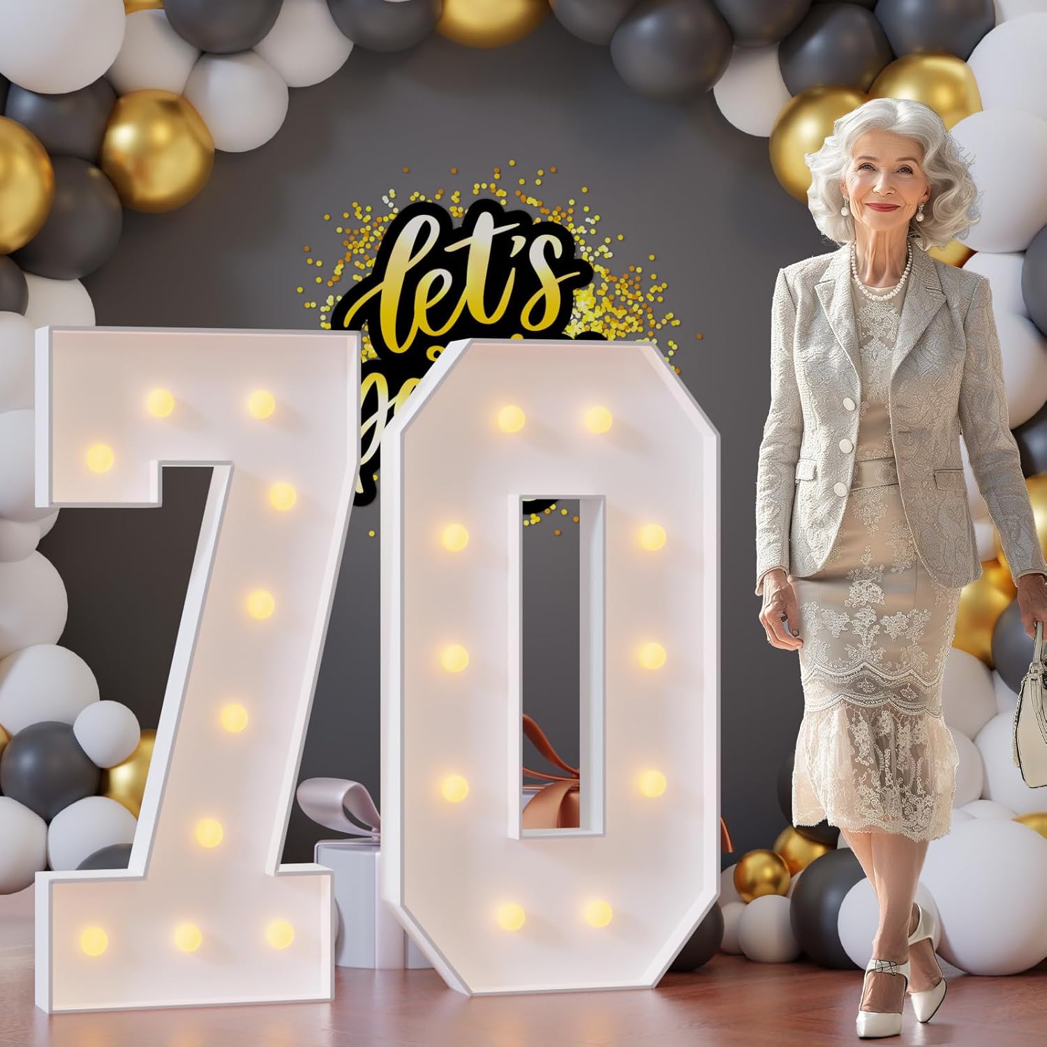 Light Up Numbers 4FT for 70th Birthday Party Decorations