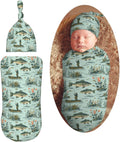Fisher and Bass Fishes Newborn Swaddle Blanket and Hat Set - Cozy