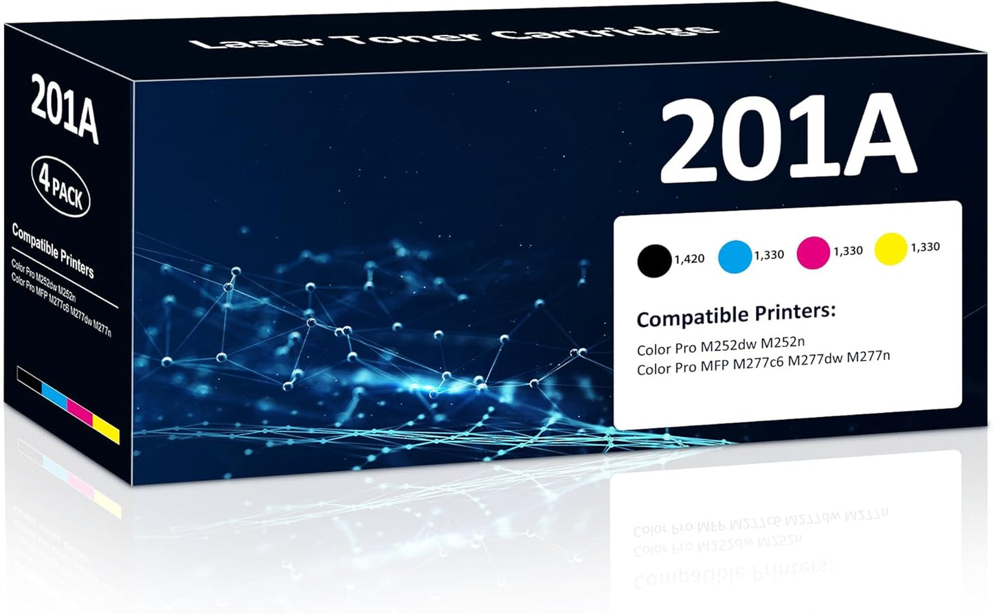 201A Toner Cartridges 4 Pack for HP Color Laserjet Pro M277dw