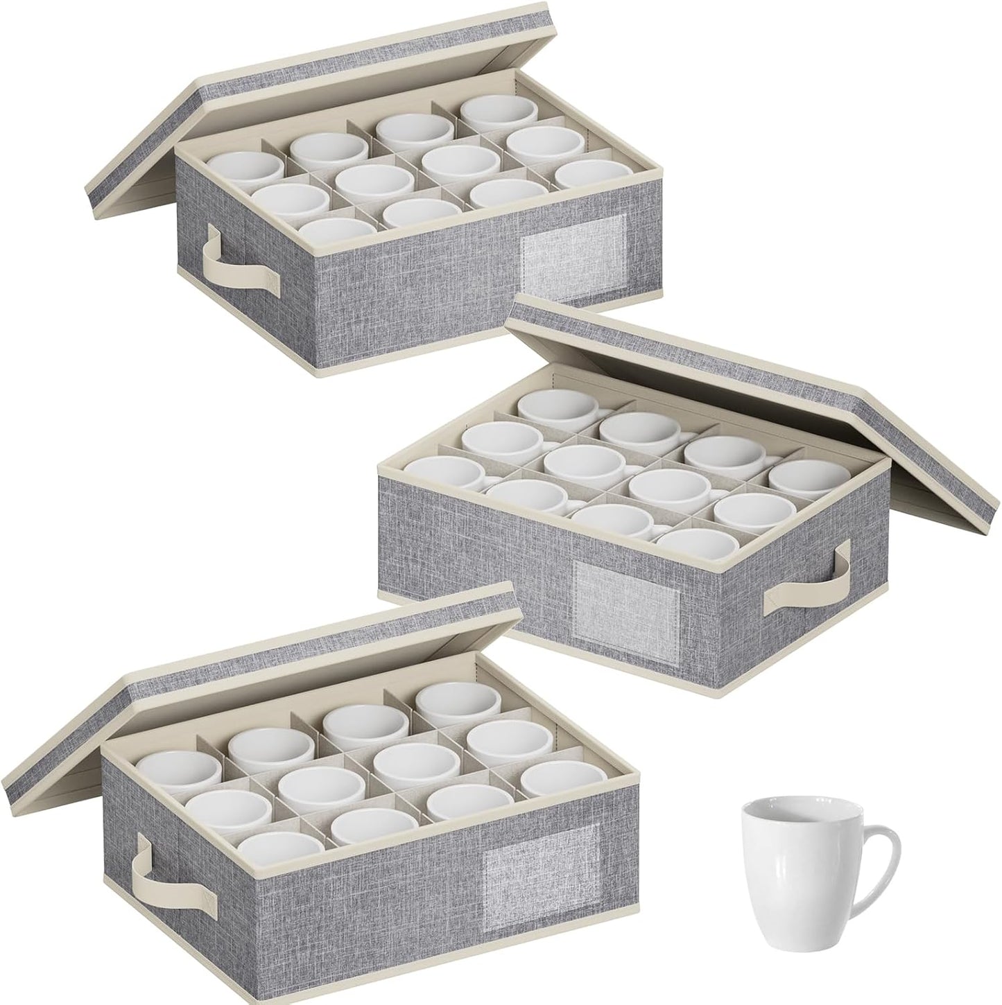 Lifewit Coffee Mug Storage with Dividers for Safe Organization