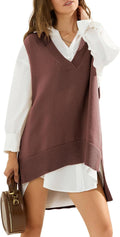 Oversized Sweater Vest Knit V Neck Tunic - Cozy Layering Essential top