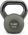 Yes4All Kettlebell Neoprene Coated 5-65 lb - Wide Grip, Flat Bottom