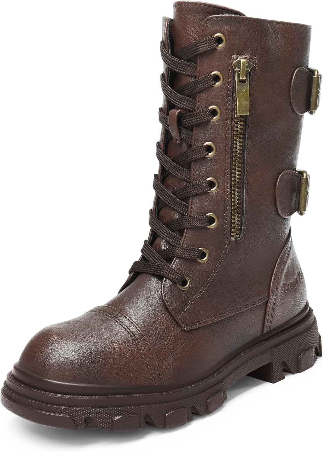 DREAM PAIRS Girls Combat Boots with Side Zipper for Kids
