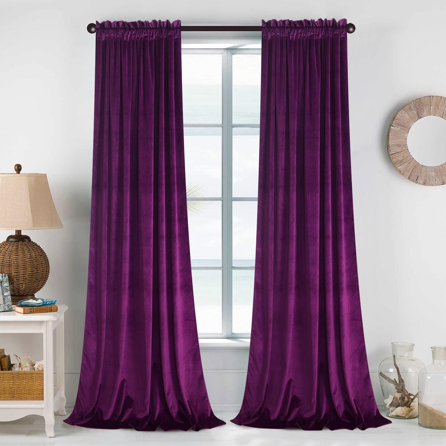 Roslynwood Purple Orchid Velvet Curtains for Elegant Living Room