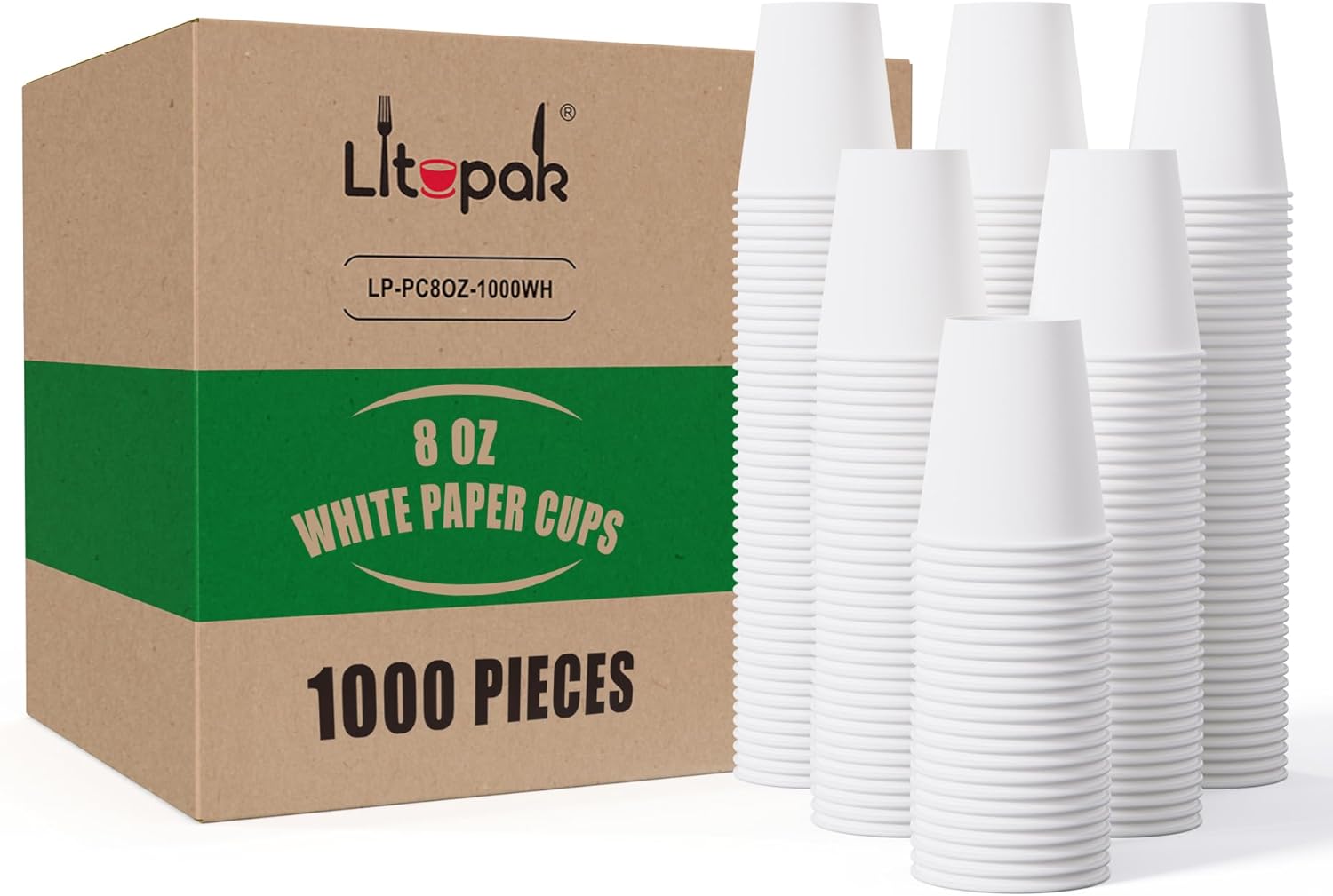 1000 Count 8 oz Coffee Cups by LITOPAK - Perfect for All Occasions!