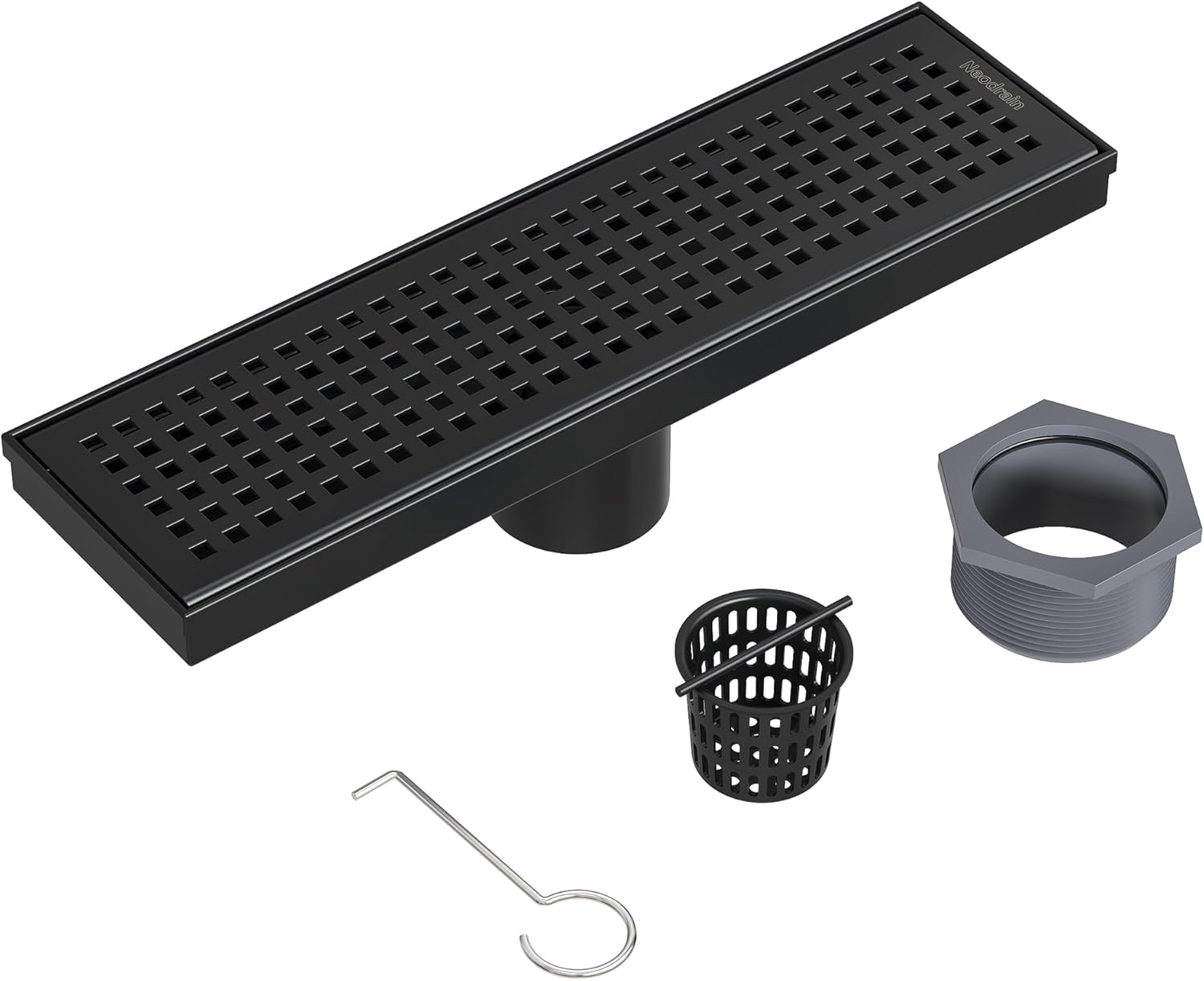 Neodrain 12-Inch Black Linear Shower Drain for Modern Bathrooms