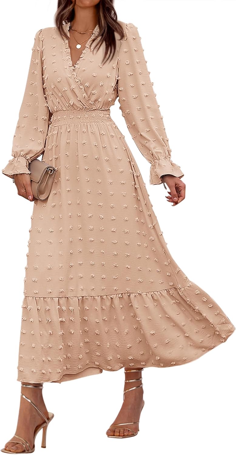 Elegant Fall Maxi Dresses for Women with Ruffle Hem Design