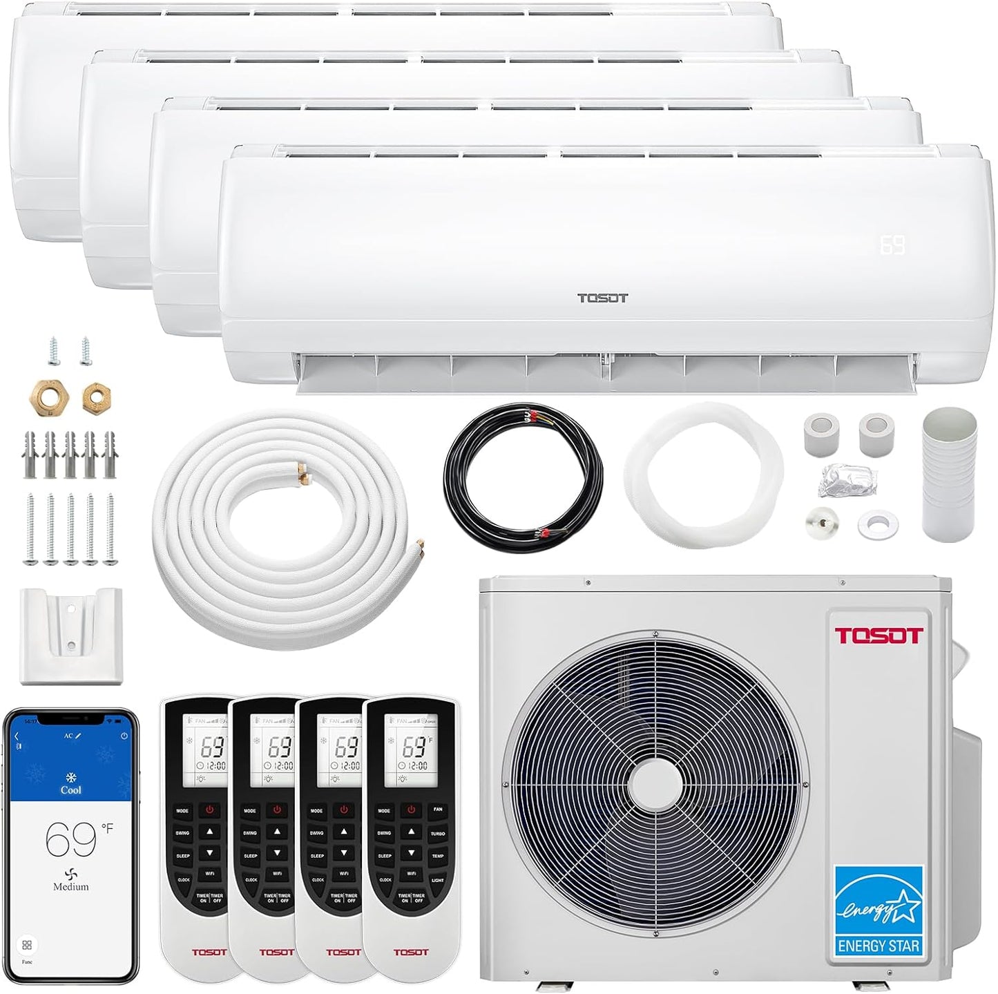 TOSOT Quad Zone Mini Split AC: Efficient 36,000BTU Cooling & Heating