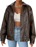 Leather Jacket Women Bomber Pleather Oversized Blazer - Versatile