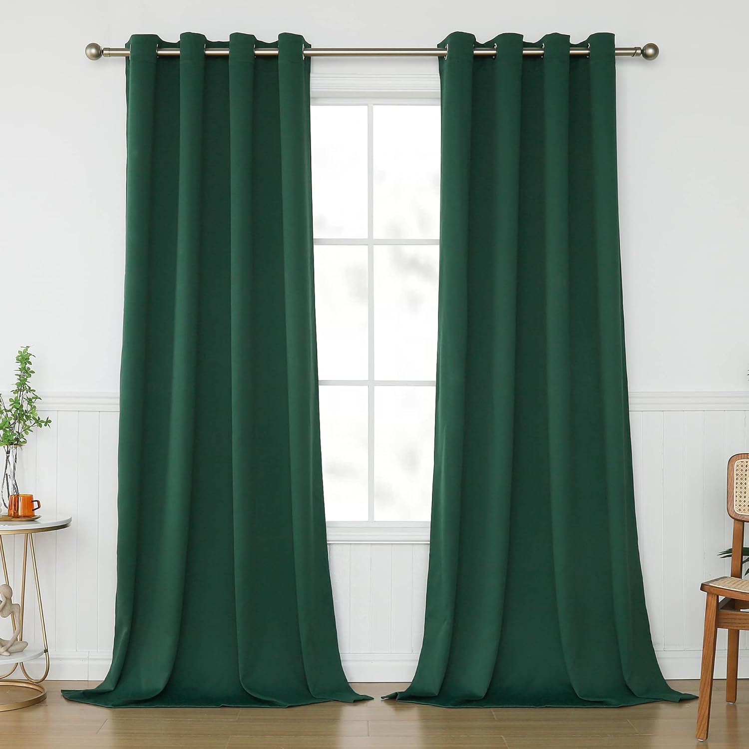 KEQIAOSUOCAI Emerald Green Curtain 108 Inch Length for Home
