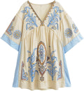 Womens Oversized Embroidered Dress with V-Neck and 3/4 (Style 79PD)