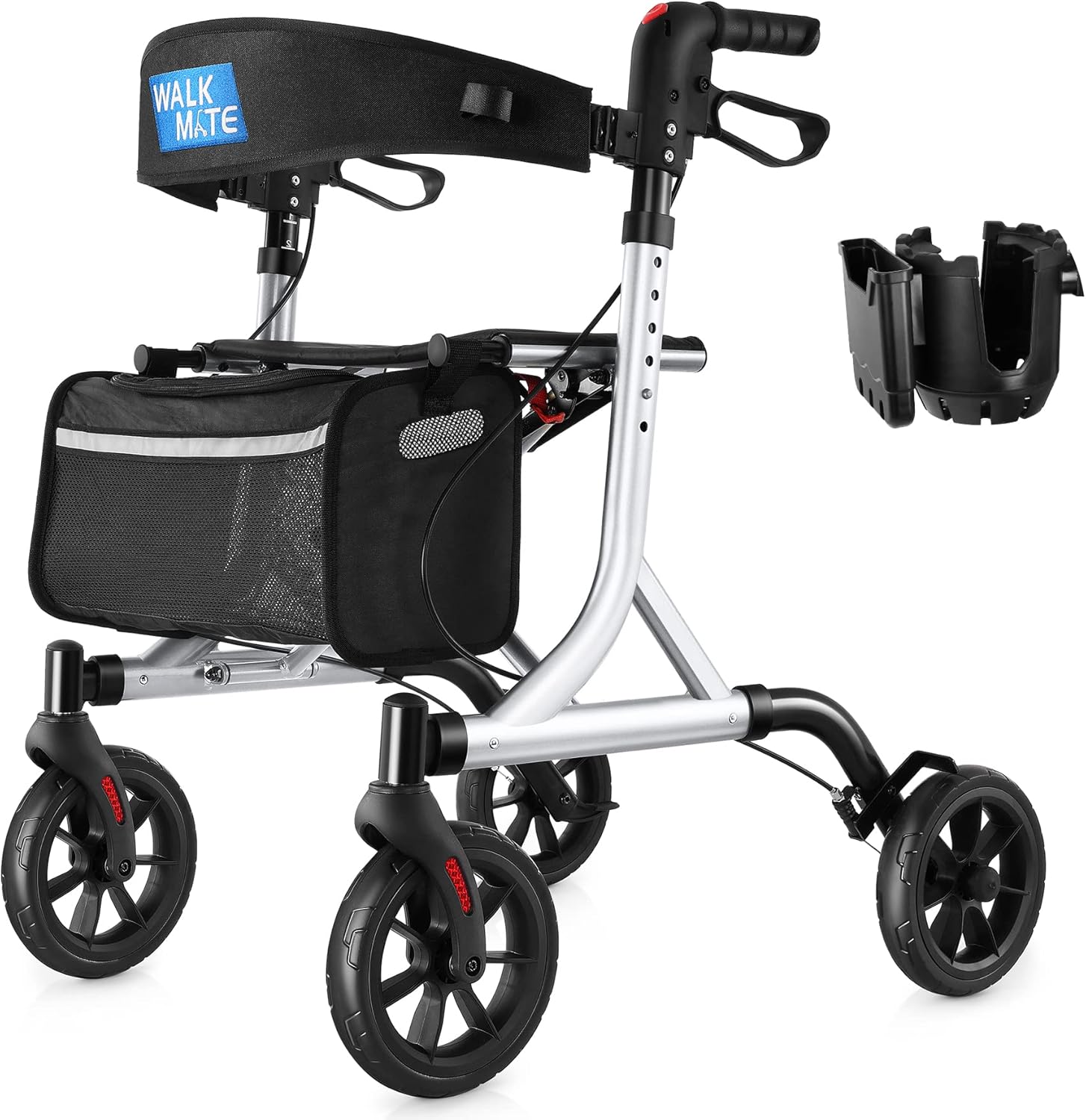 Rollator Walker for Seniors with Cup Holder and Height Adjustment