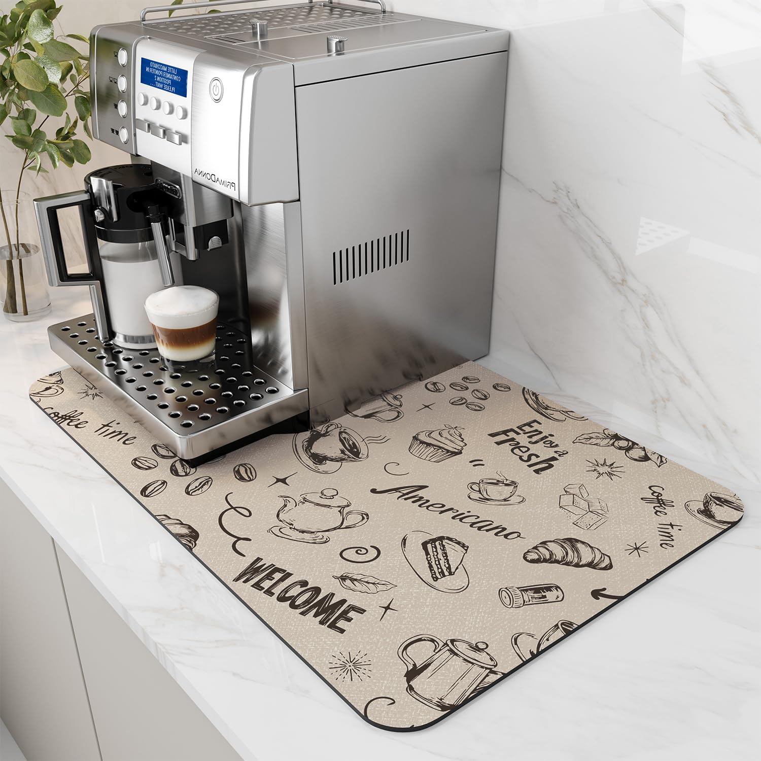 Stain-Hiding Coffee Mat for Kitchen Counter