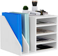 Wood Desk Organizer File Holder White - Adjustable Compartment Mail