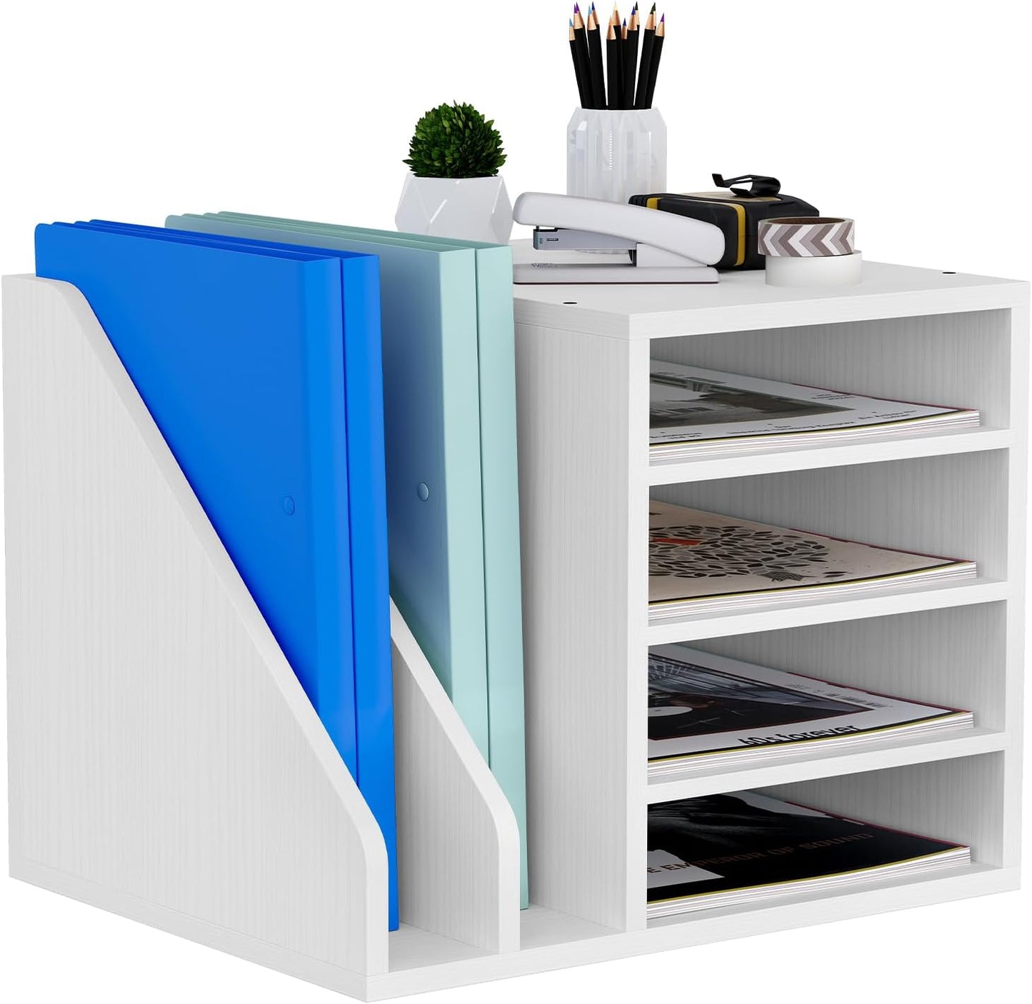 Wood Desk Organizer File Holder for Home and Office Use