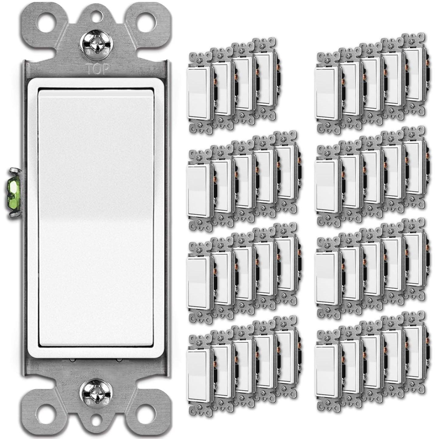 BESTTEN 40 Pack Single-Pole Light Switch for Modern Homes