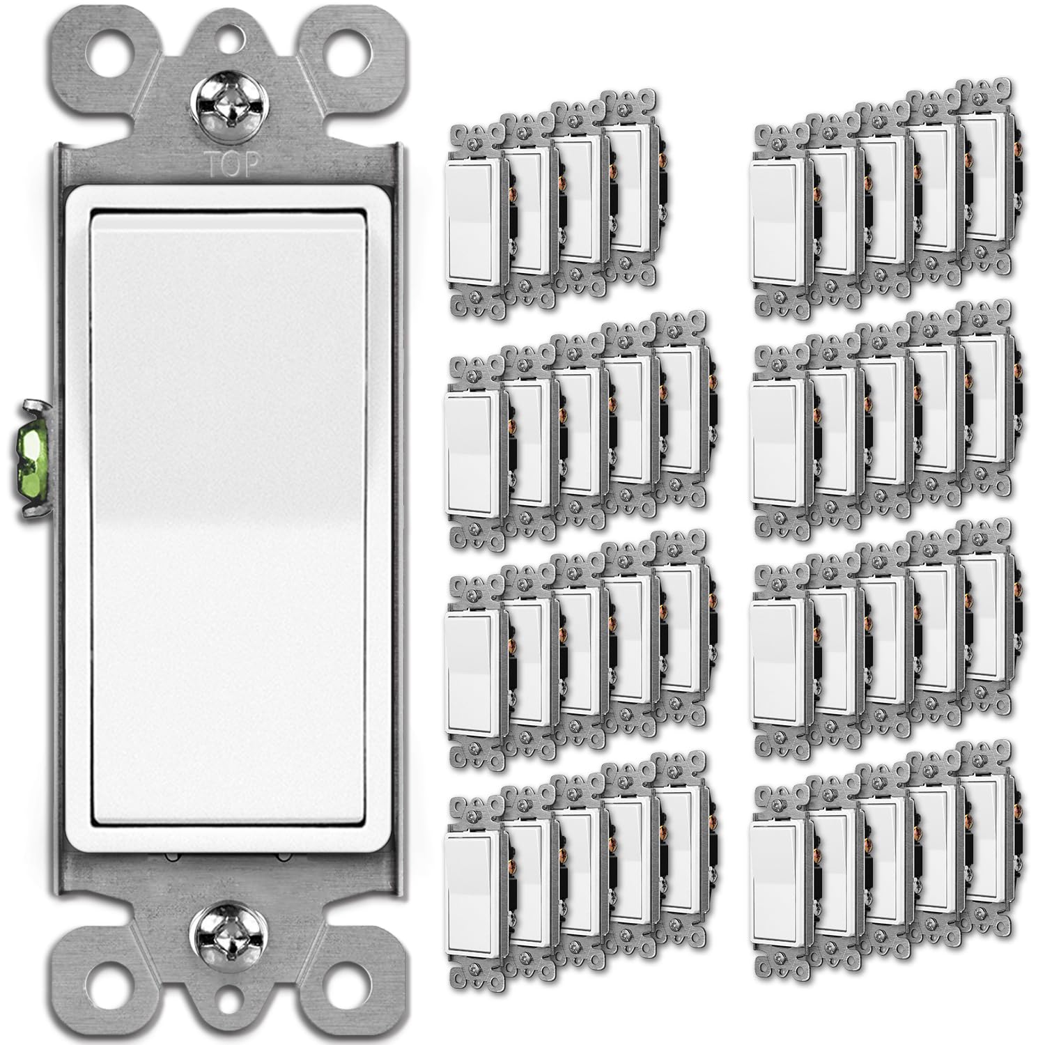 BESTTEN 40 Pack Single-Pole Light Switch for Modern Homes