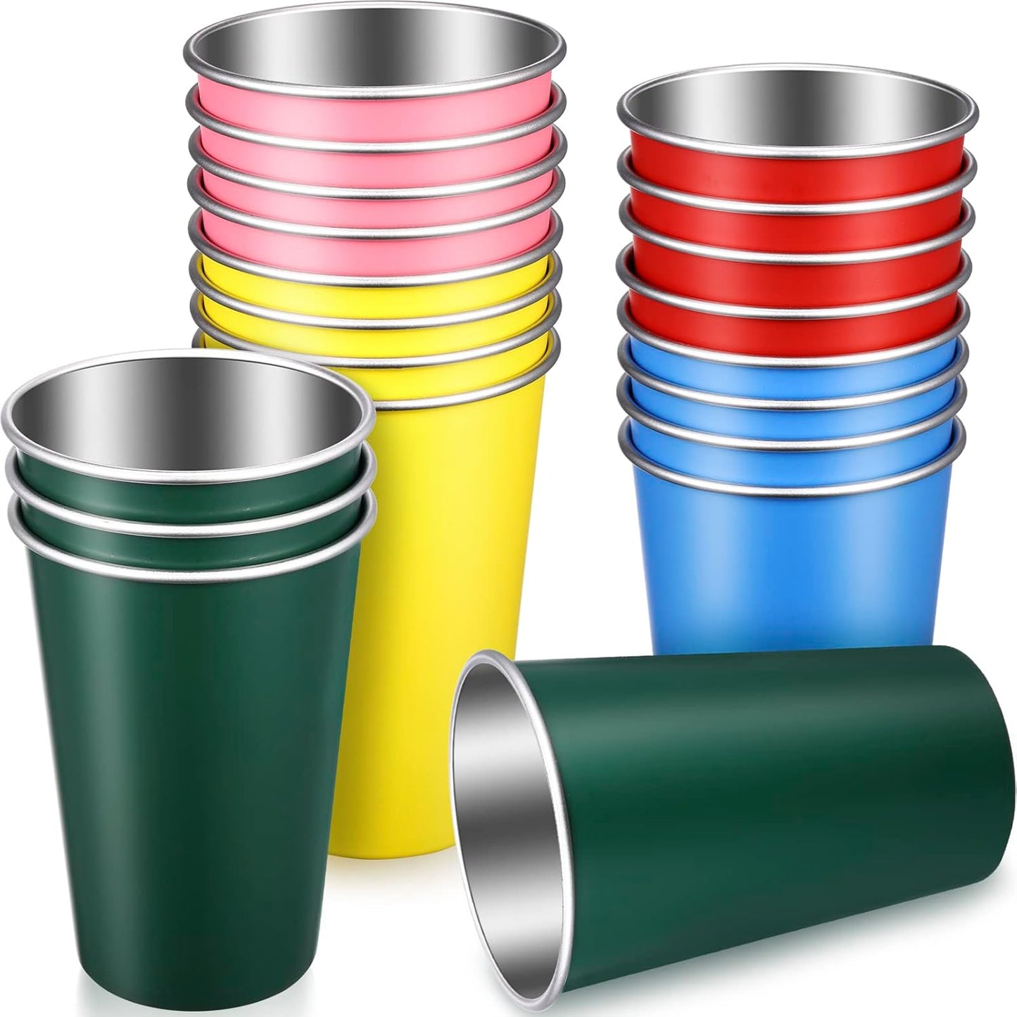 Stainless Steel Pint Cups 20 Pack Unbreakable Metal Tumblers