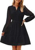 ZESICA Women's 2025 Eyelet Embroidered V Neck Mini Dress - Flattering