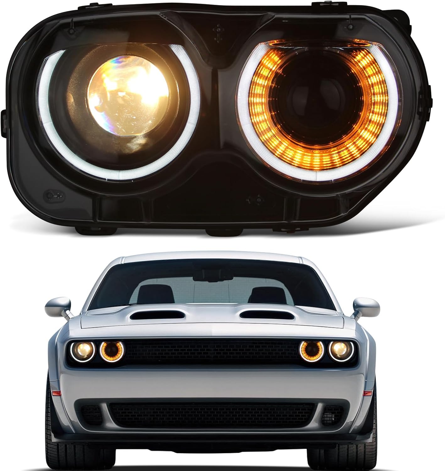 Headlight Assembly Compatible With Dodge Challenger 2015-2021