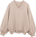 Hilinker V Neck Oversized Sweatshirt Women - Cozy Casual Pullover