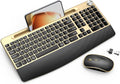 Wireless Keyboard and Mouse Combo - Comfortable Full-Size Ergonomic