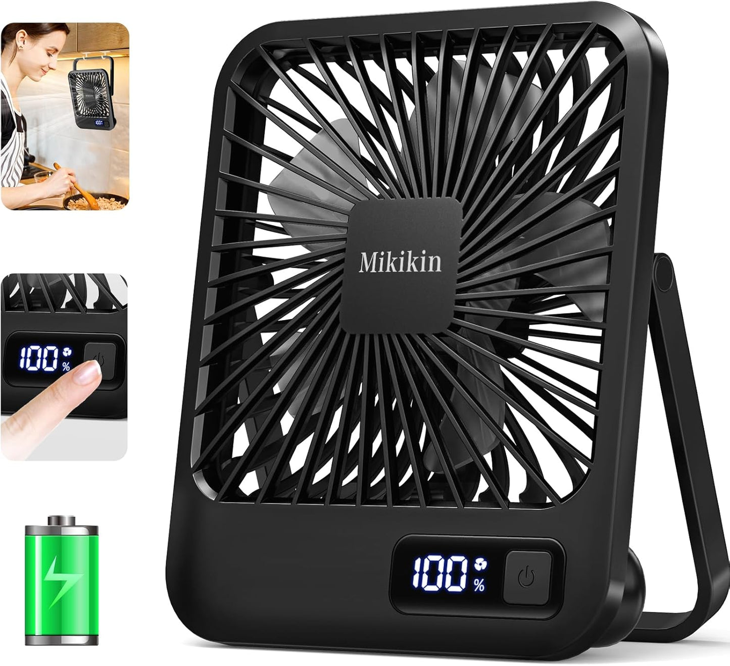 Portable USB Desk Fan | 5-Speed Ultra Quiet | 180 Tilt Power Display