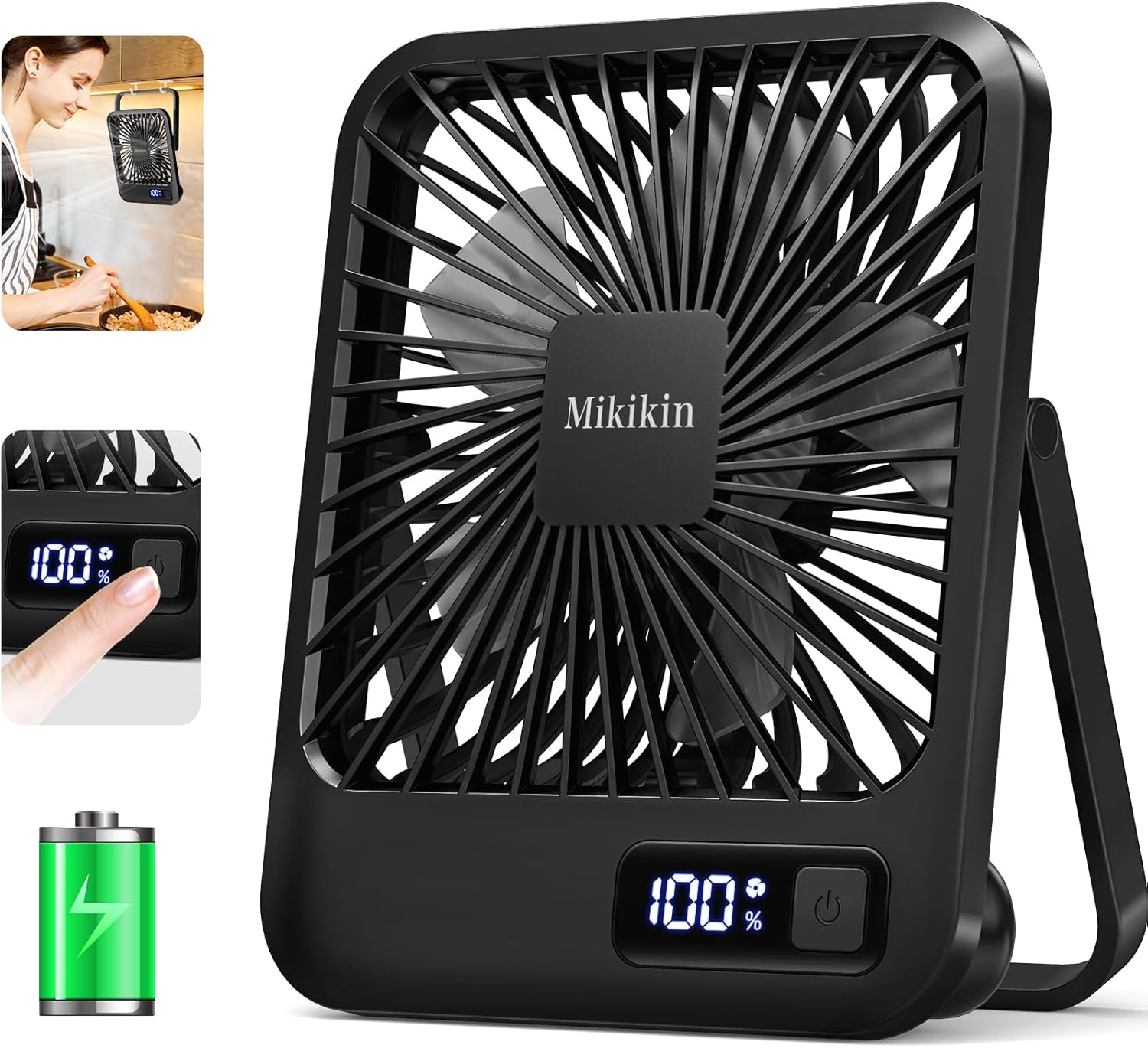 Portable USB Desk Fan | 5-Speed Ultra Quiet | 180 Tilt Power Display