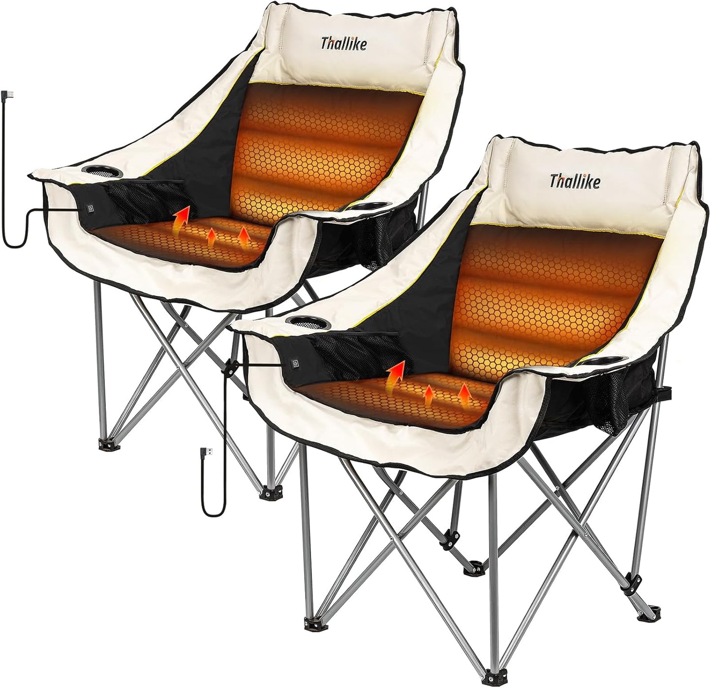 Heated Oversized Camping Chair for Adults with 3 Heat Levels