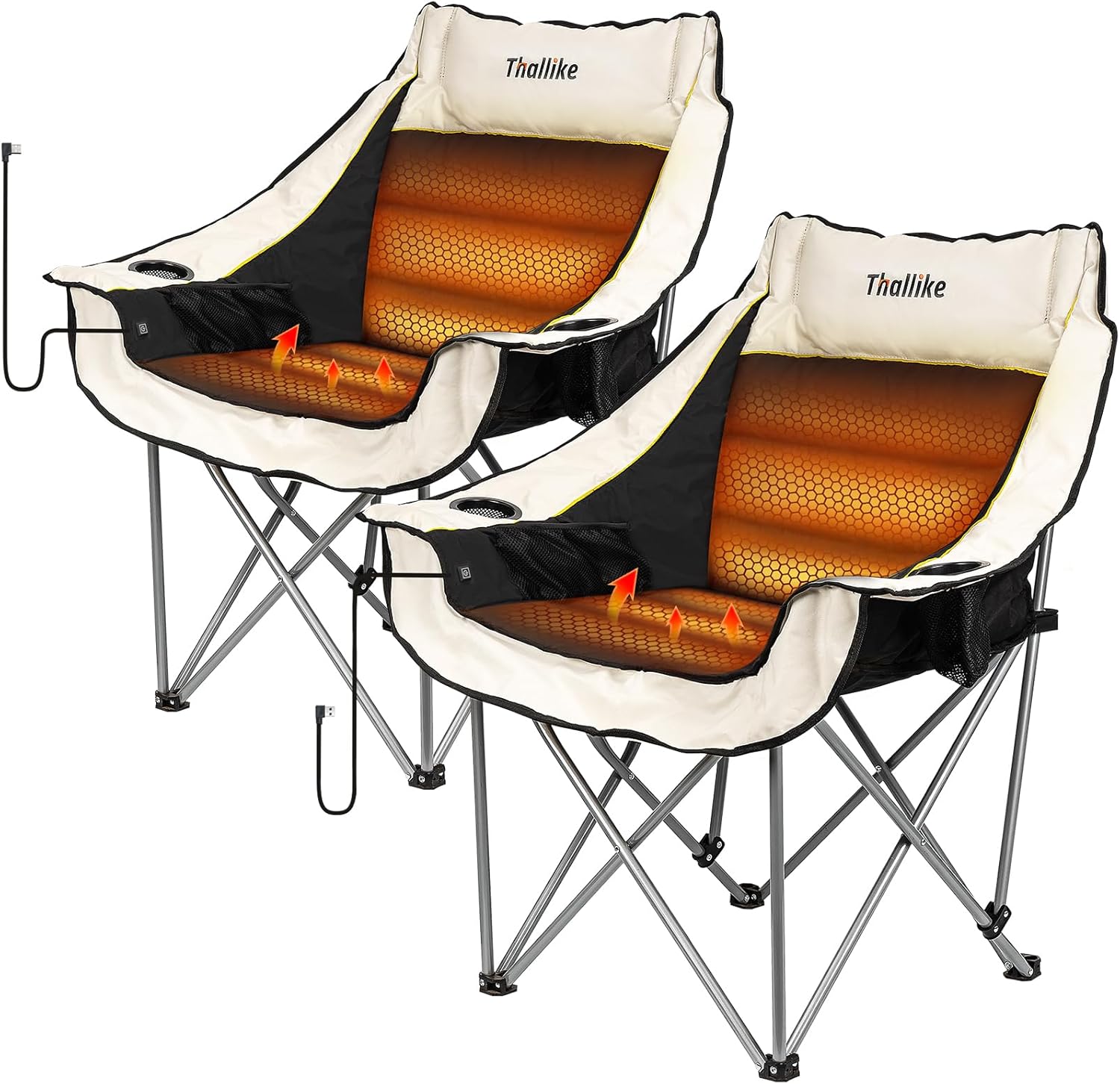 Heated Oversized Camping Chair for Adults with 3 Heat Levels