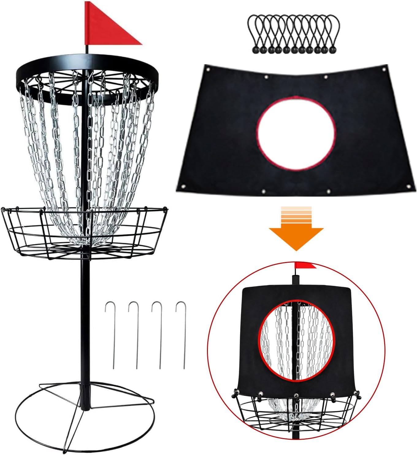Portable 24-Chain Disc Golf Basket Set - Perfect for All Players!