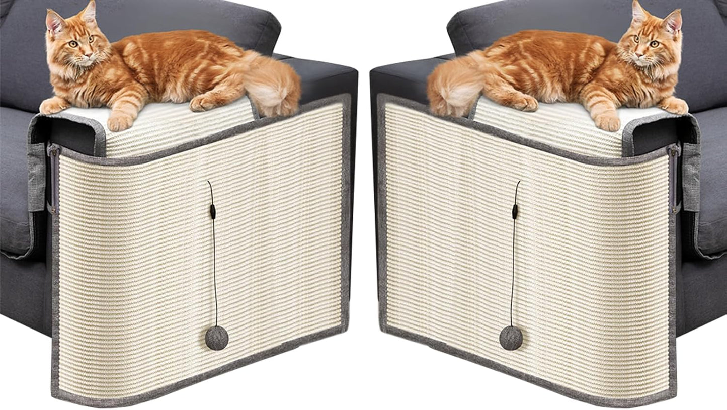 Cat Couch Protector 2-Pack Natural Sisal with Playing Balls