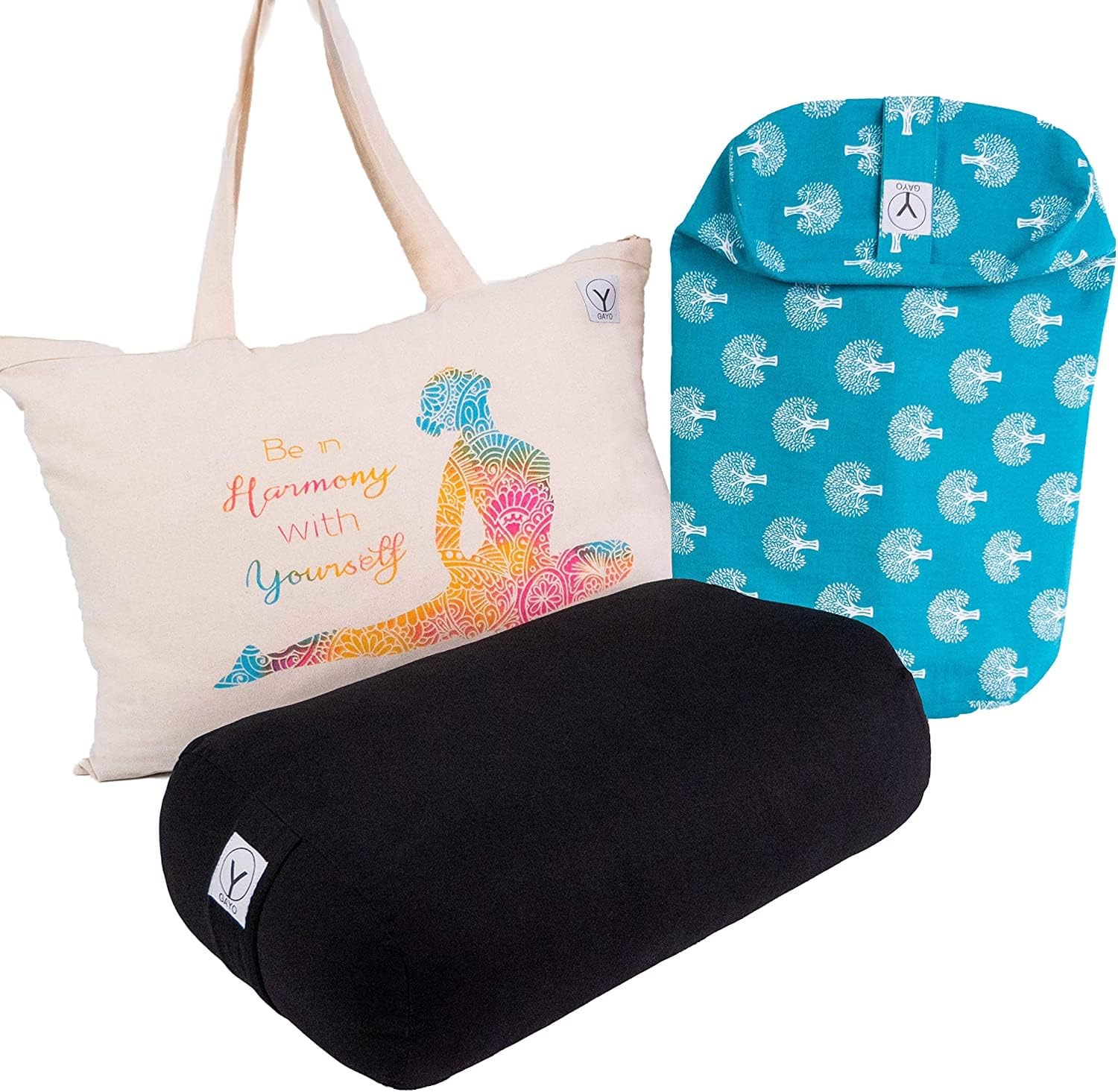 Restorative Yoga Pillow Set: 100% Cotton, Bonus Cover & Bag