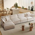 Light Coffee Chenille Sectional Sofa - Modular 4-Seat Comfort