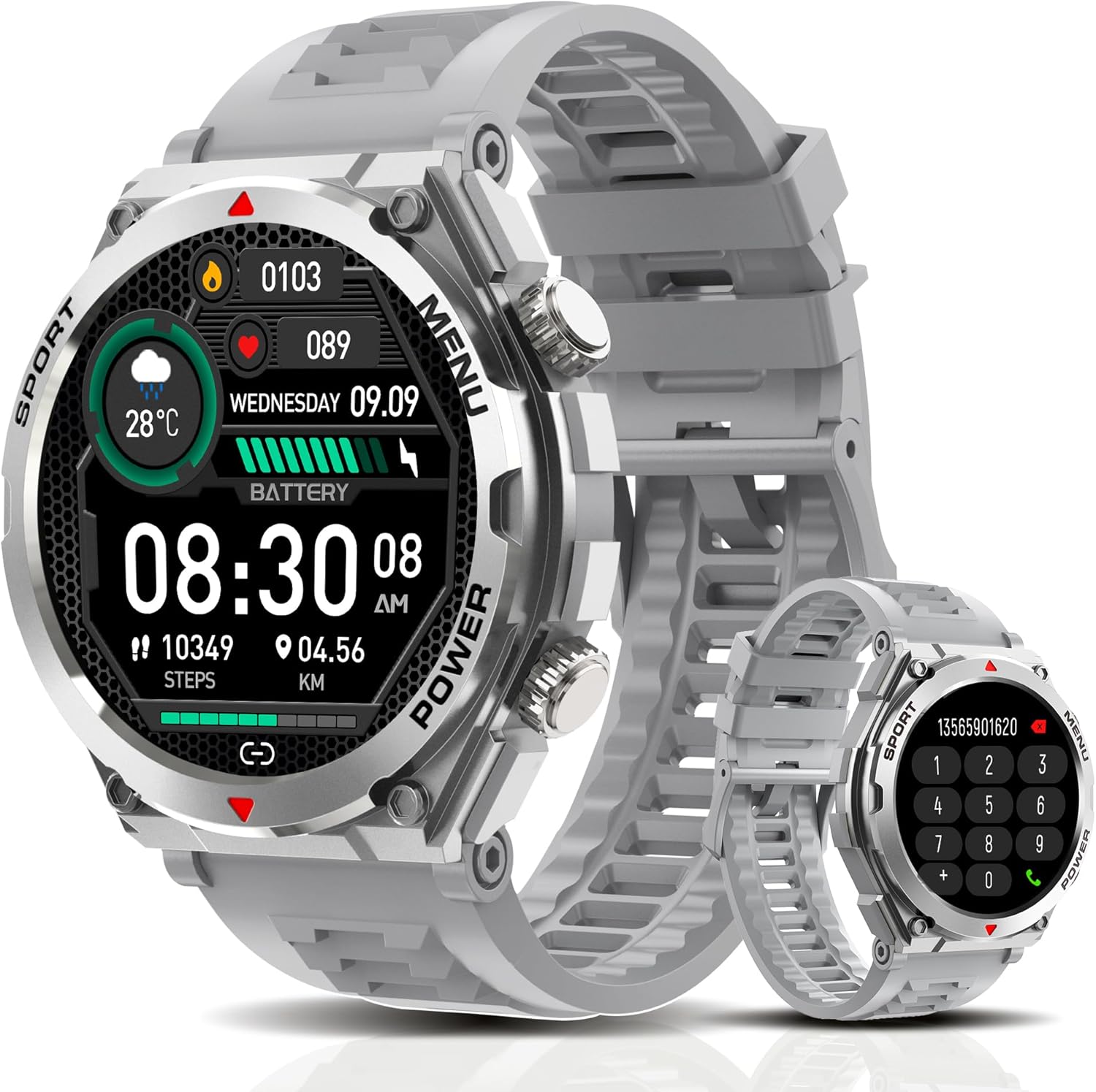 Military Smart Watch with Call and Health Trackers for All