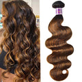 Ombre Brown Highlight Body Wave Human Hair Weave 14in - Natural Look
