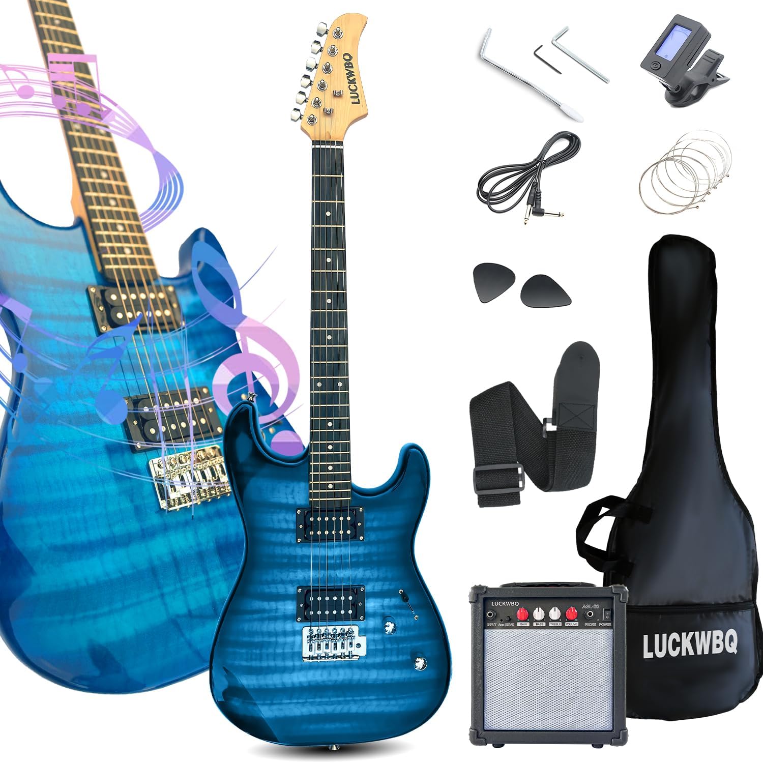 39in Full Size Electric Guitar Starter Kit with Accessories