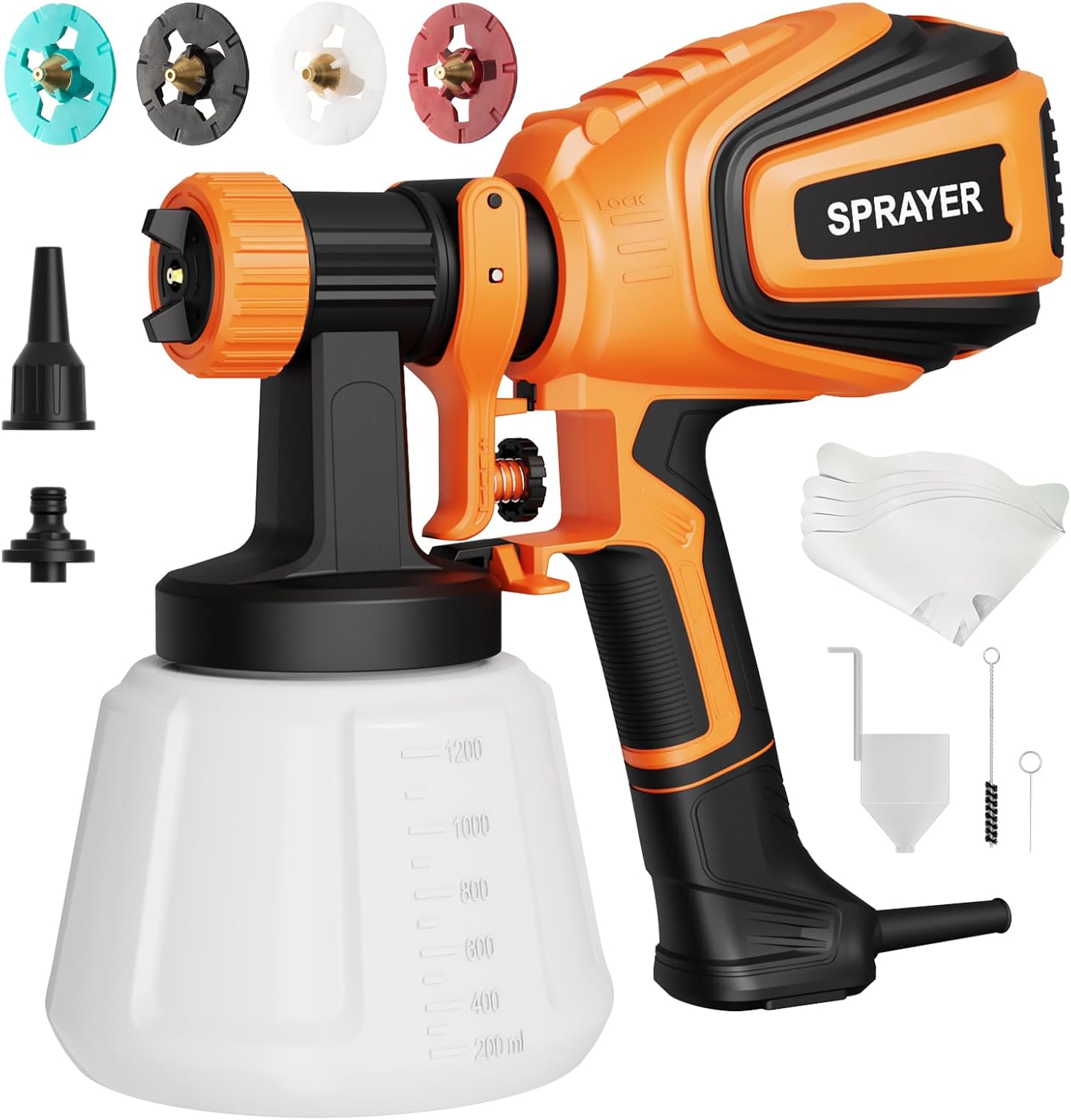 700W HVLP Paint Sprayer with 4 Nozzles for Easy Cleaning