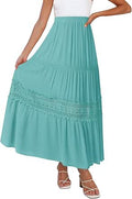 ZESICA Women's Bohemian Lace Trim Flowy A Line Maxi Skirt - Summer