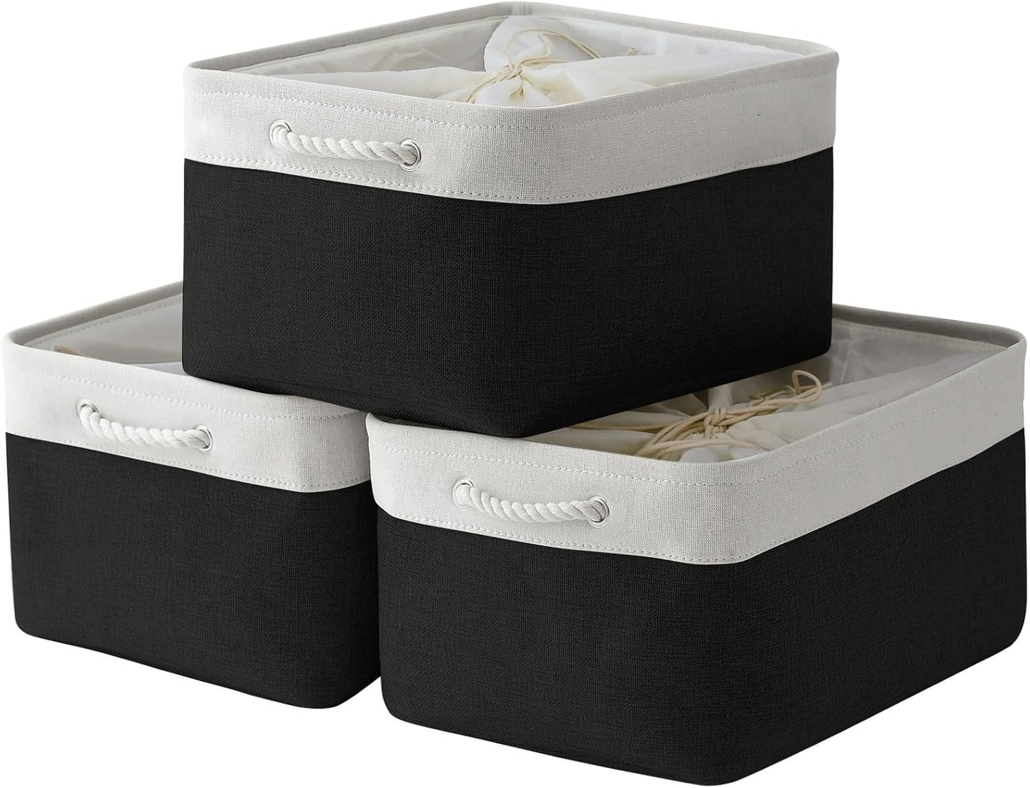 TheWarmHome Jumbo Fabric Storage Baskets for Organizing Home