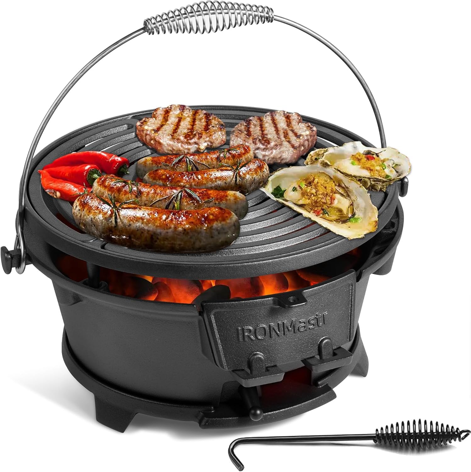 IronMaster Hibachi Grill - Portable Cast Iron Charcoal Grill