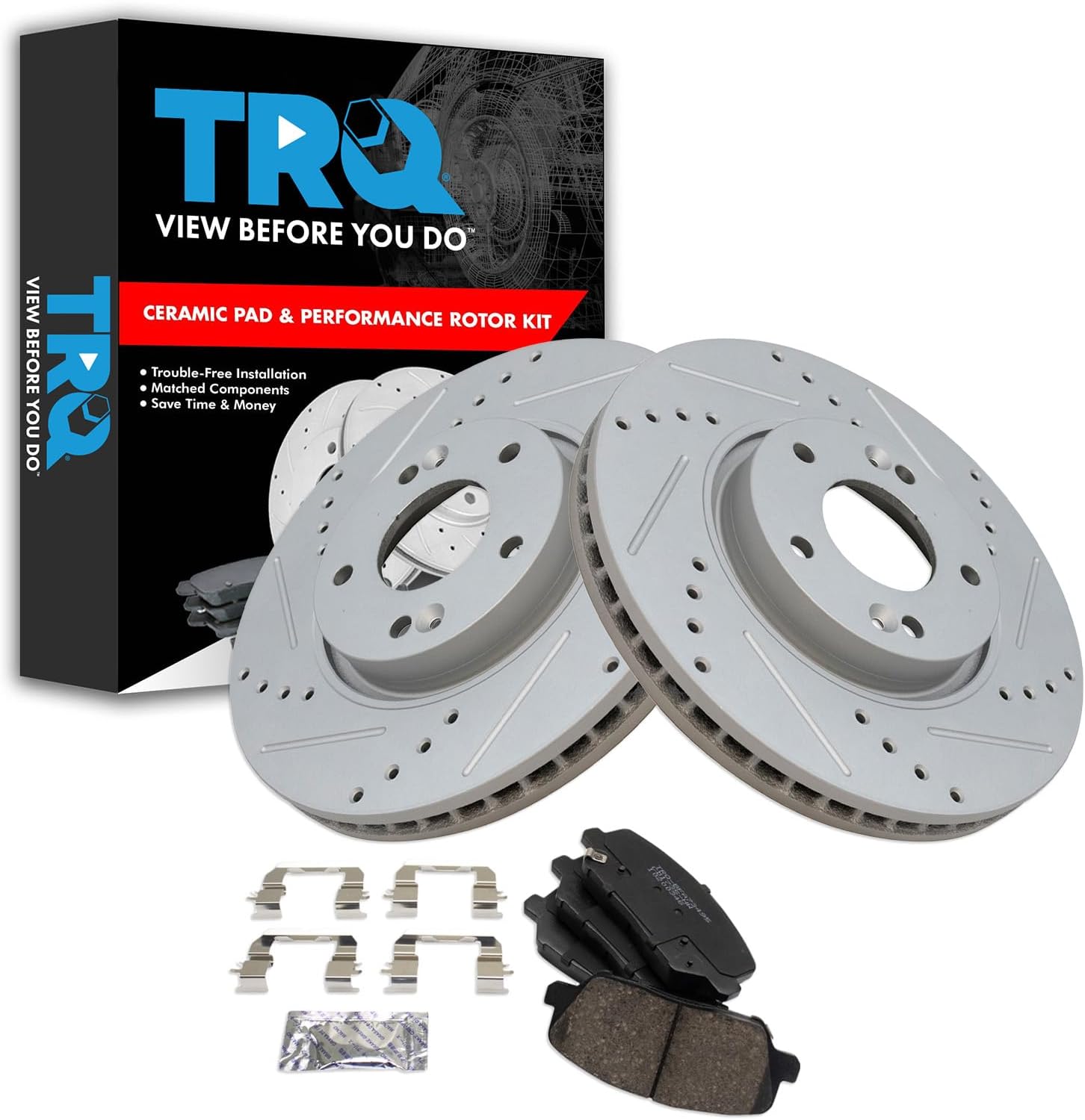 TRQ Front Performance Brake Pad & Rotor Kit for Hyundai Veloster