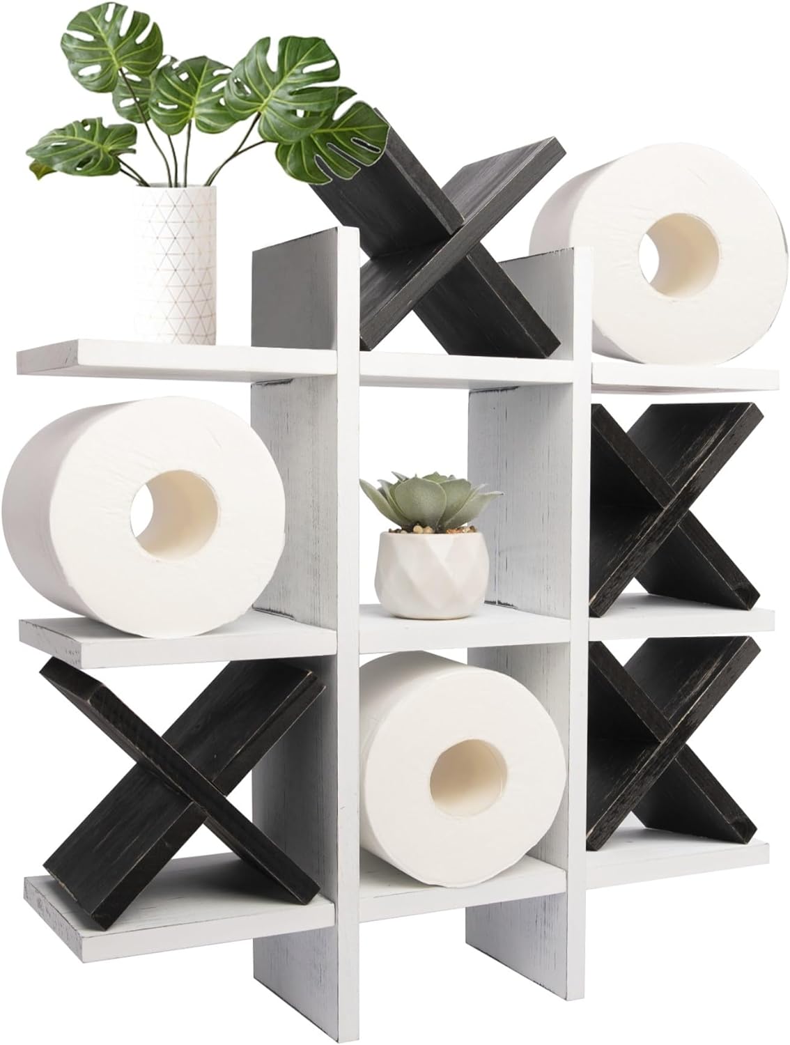 Handmade Tic Tac Toe Toilet Paper Holder for Fun Bathroom Decor
