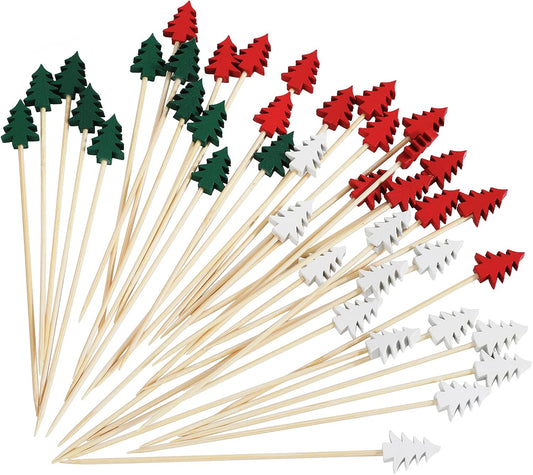100 Wooden Christmas Tree Cocktail Picks: Festive Party Decor