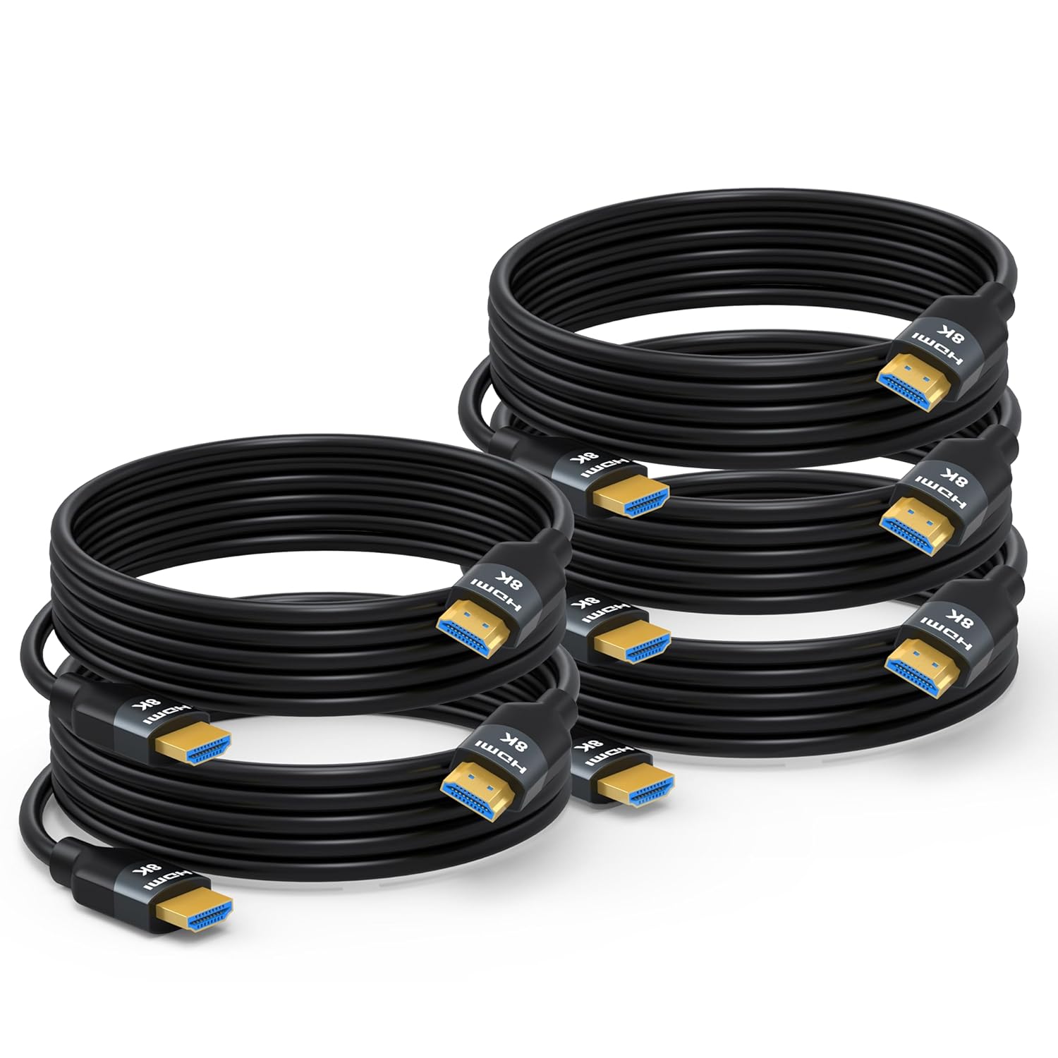 8K HDMI 2.1 Cables 10FT 5-Pack for Gaming and Streaming