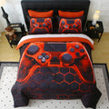 Game Console Comforter Set for Boys 7 Piece Queen Bedding - Orange 3D
