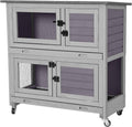 36ft Rabbit Hutch Bunny Cage 2-Story with Wheels - Easy Clean Design