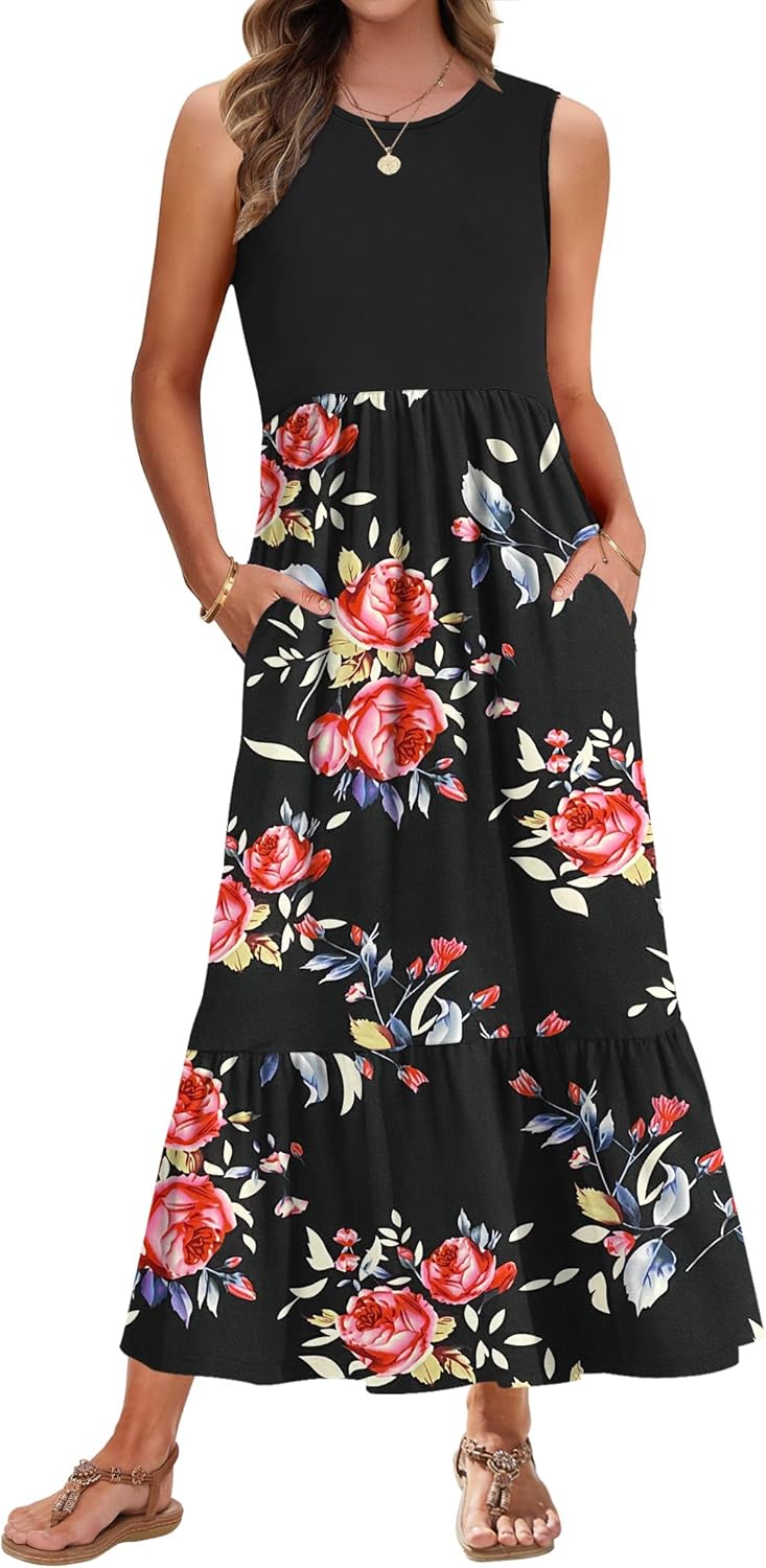 AUSELILY Womens Summer Dresses 2025 Casual Flowy Maxi Dress