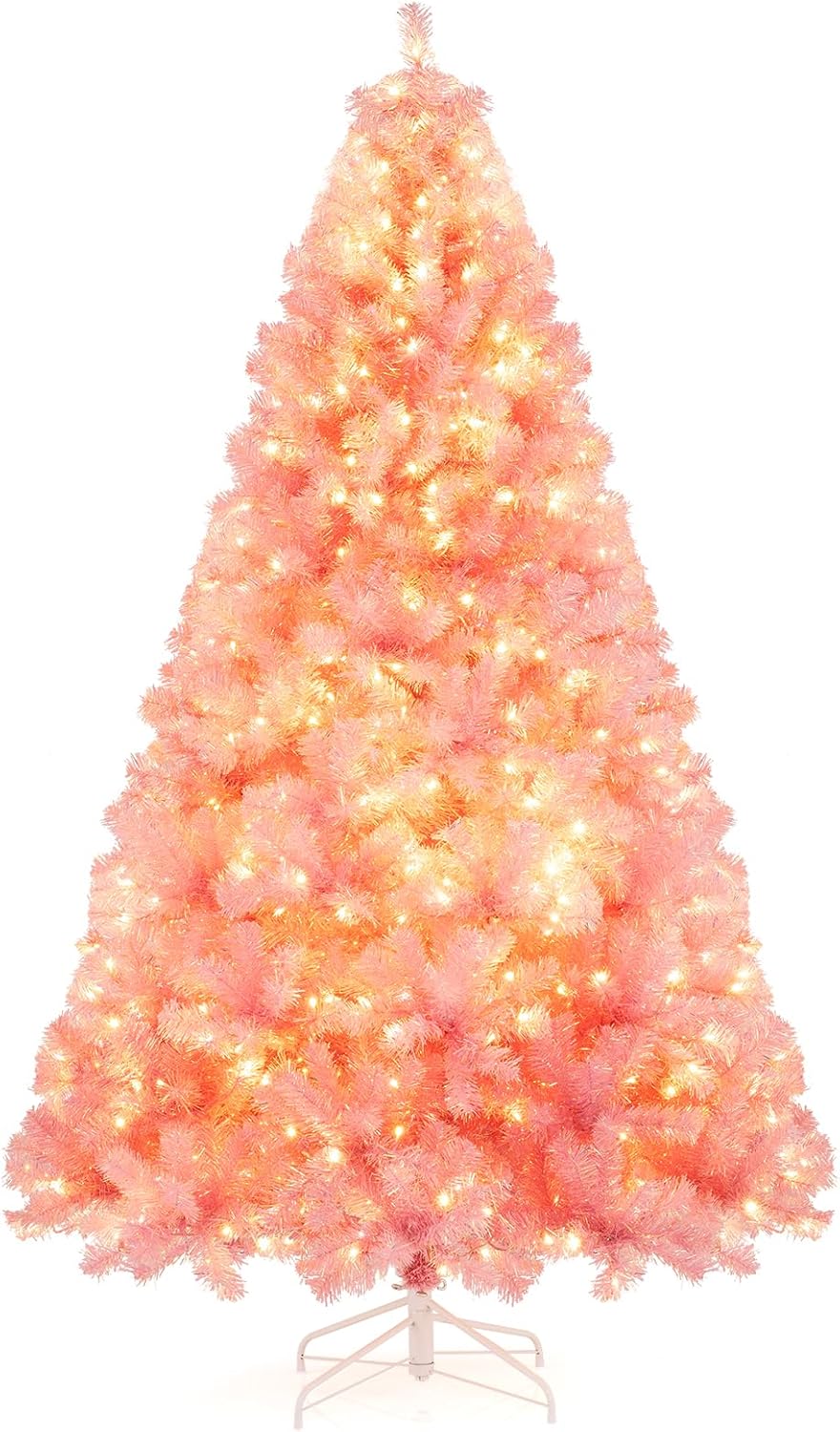 Goplus 7.5 FT Pre-Lit Tinsel Christmas Tree with LED Lights